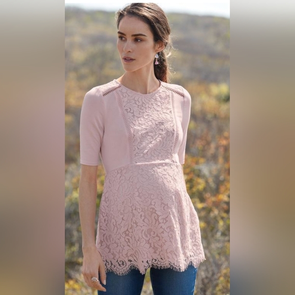 A Pea in the Pod Tops - A Pea in the Pod Maternity lace Peplum top